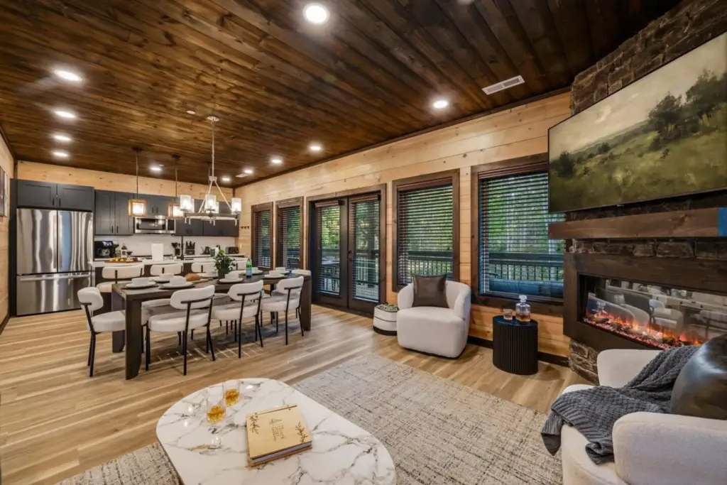 Open living and dining area