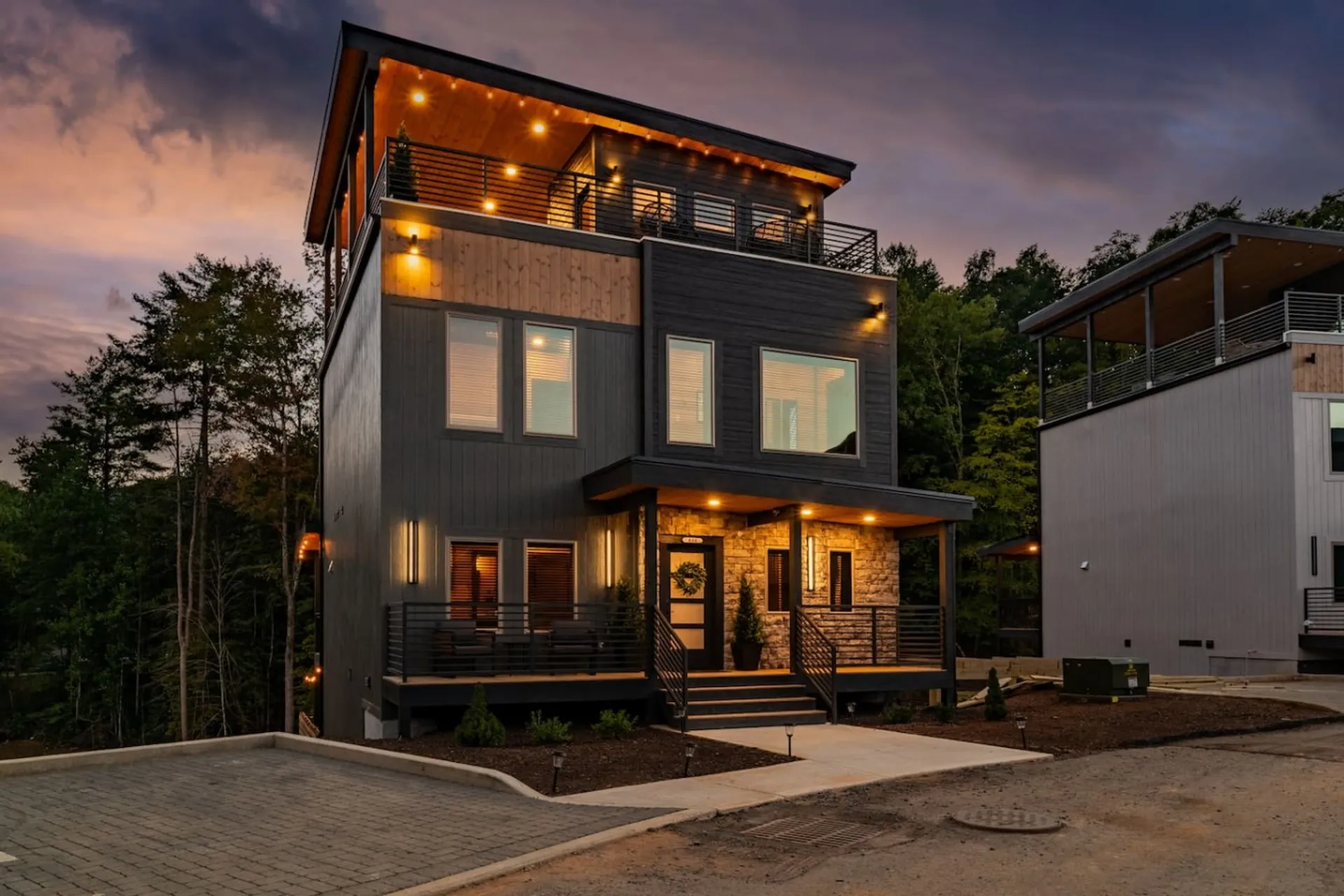 The Fourth Story cabin at dusk
